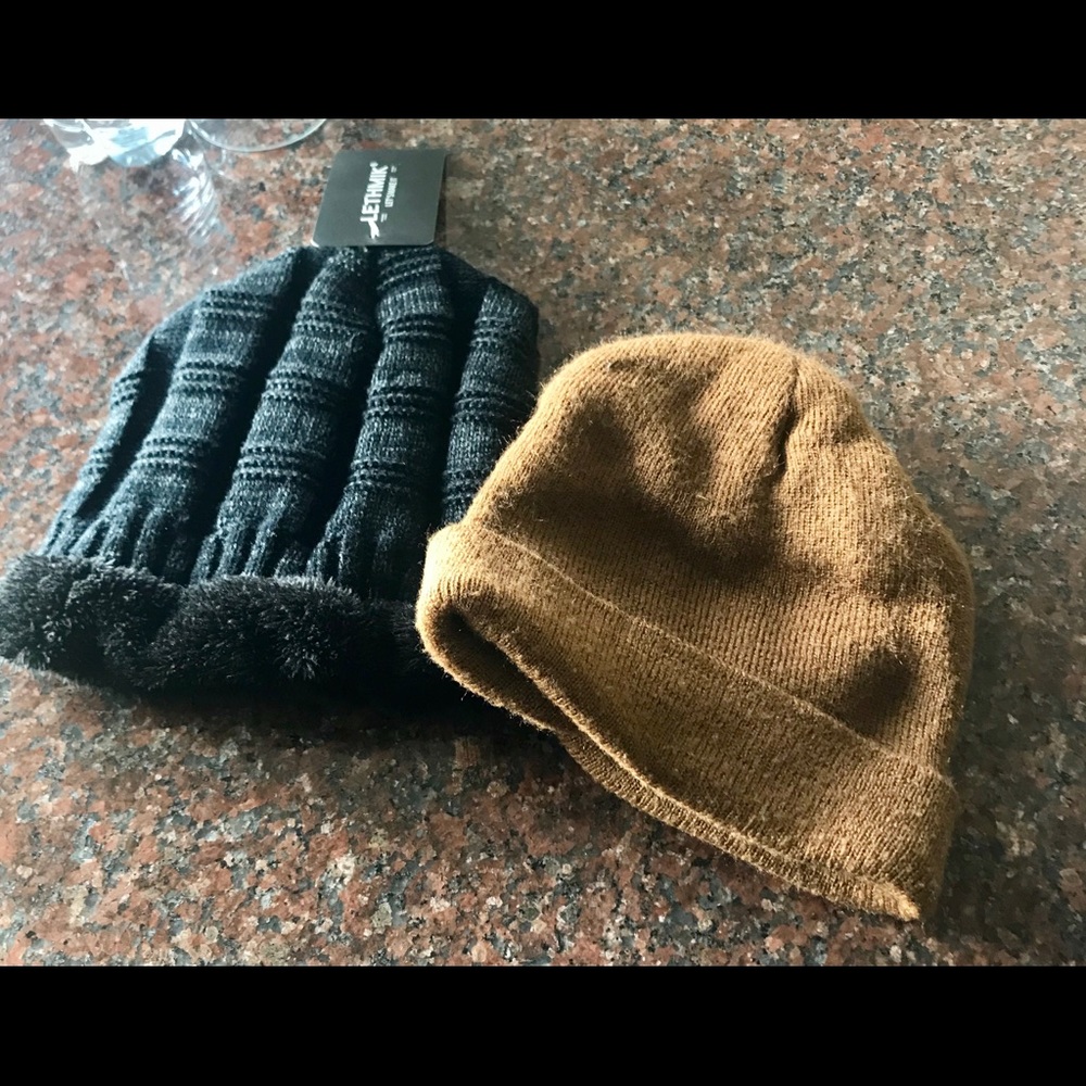 Skully beanie caps - one acrylic, one wool